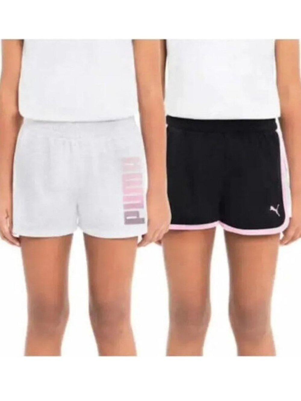 NEW Puma 2 Pack Performance Fleece Graphic Logo Elastic Waist Pull On Shorts Set